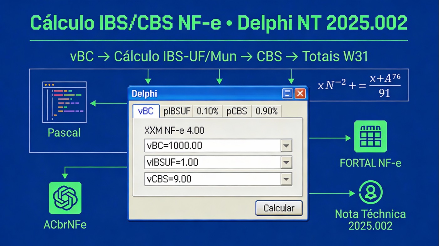 Guia Técnico: Cálculo IBS/CBS na NF-e (NT 2025.002-RTC v1.00) Delphi - PHP
